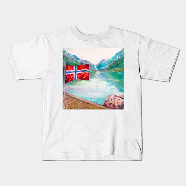 Norwegian Fjord Kids T-Shirt by NataliaShchip